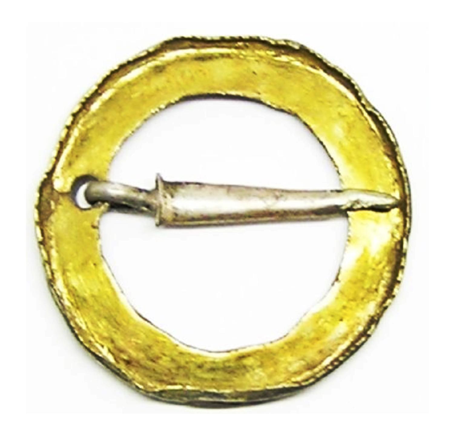 Medieval Silver Gilt Ring Brooch