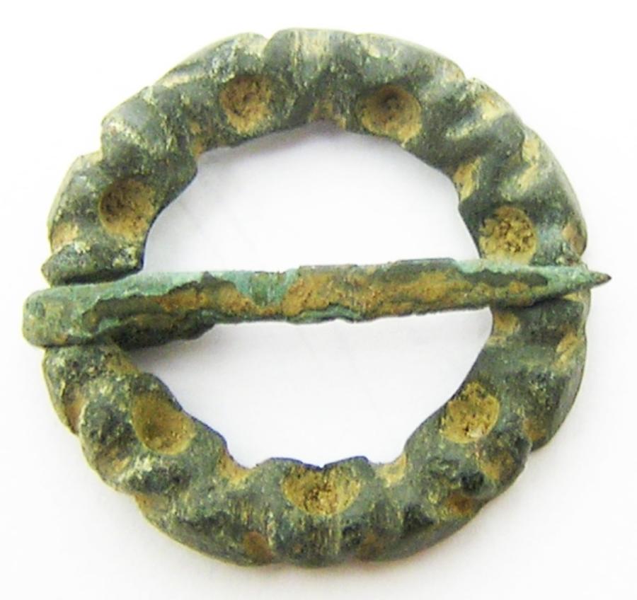 Medieval Decorated Bronze Ring Brooch