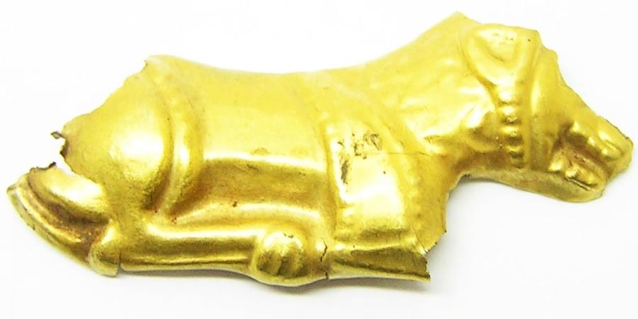 Ancient Scythian Greek Gold Reclining Lion Appliqué
