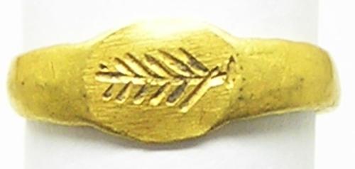 Roman Gold Babies Finger Ring with a Rejoicing Palm-branch of Hilaritas Long Happy Life