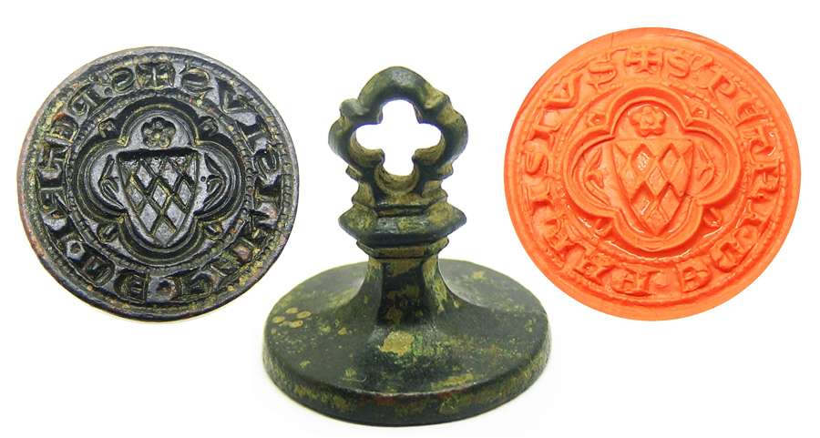 Exceptional Medieval bronze armorial seal of Peter of Paris