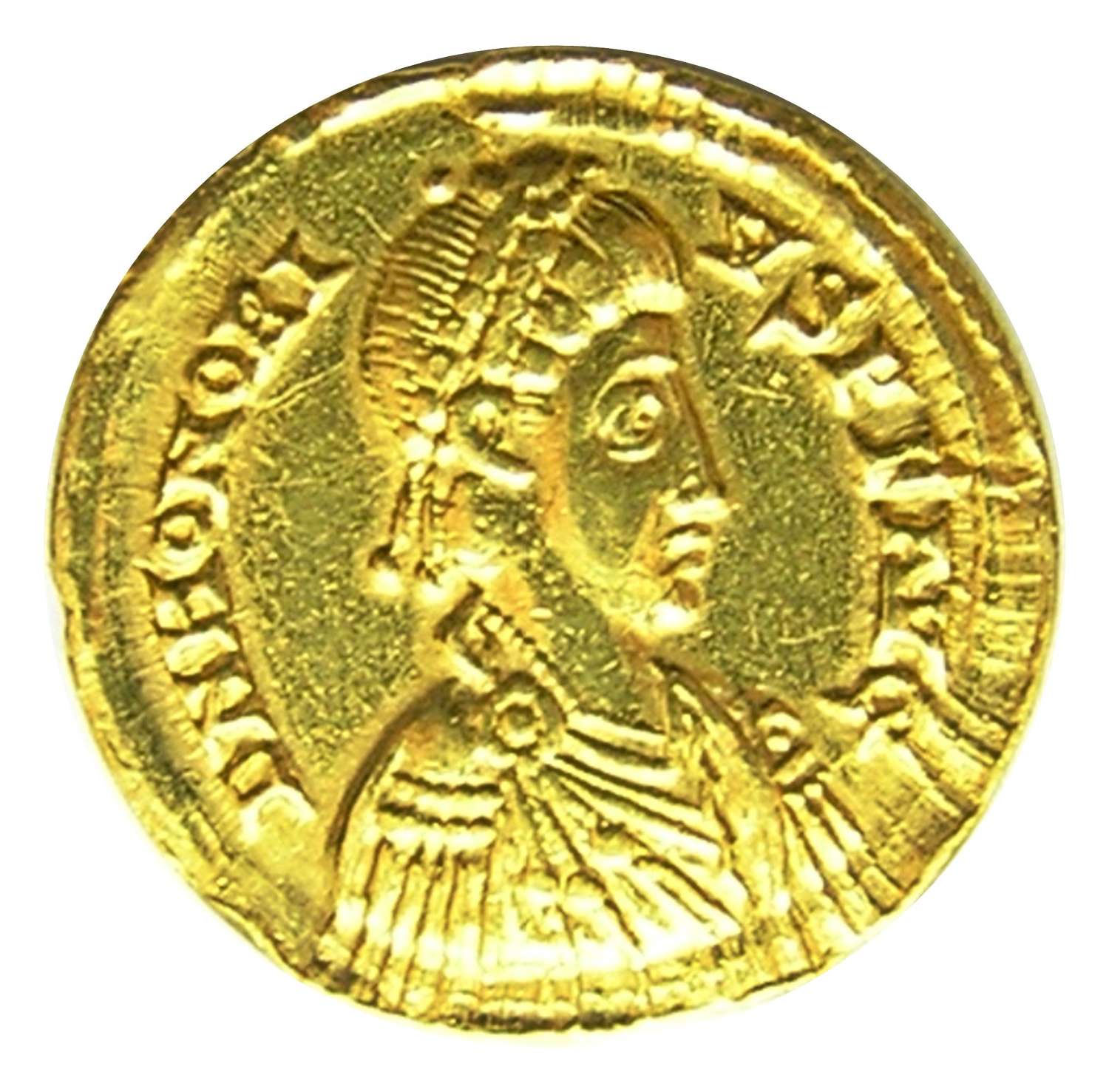 Roman gold solidus of emperor Honorius Ravenna