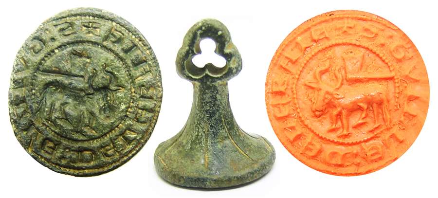 Medieval bronze seal of a butcher William from the Bay