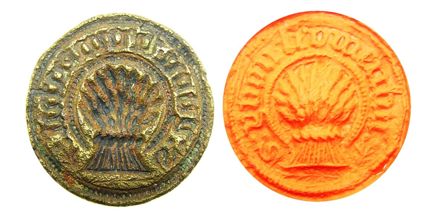 Medieval bronze seal matrice of a Miller