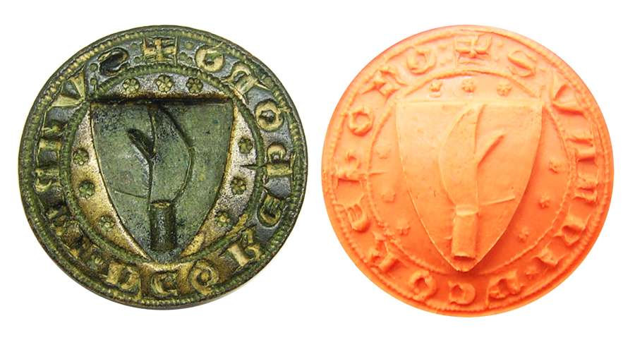 Medieval armorial seal of a Butcher or Company of Billmen?