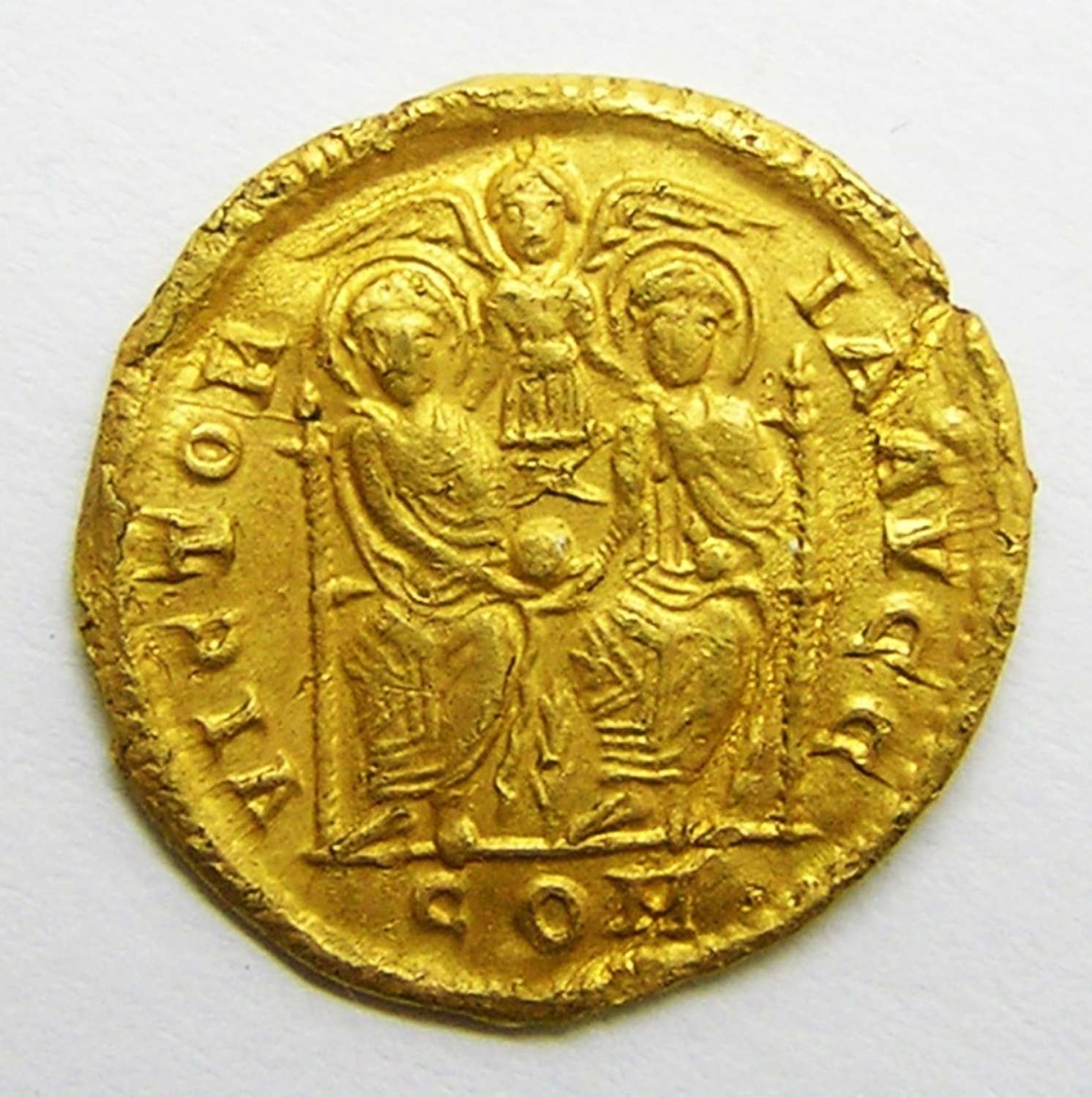 Roman gold solidus of Valentinian II