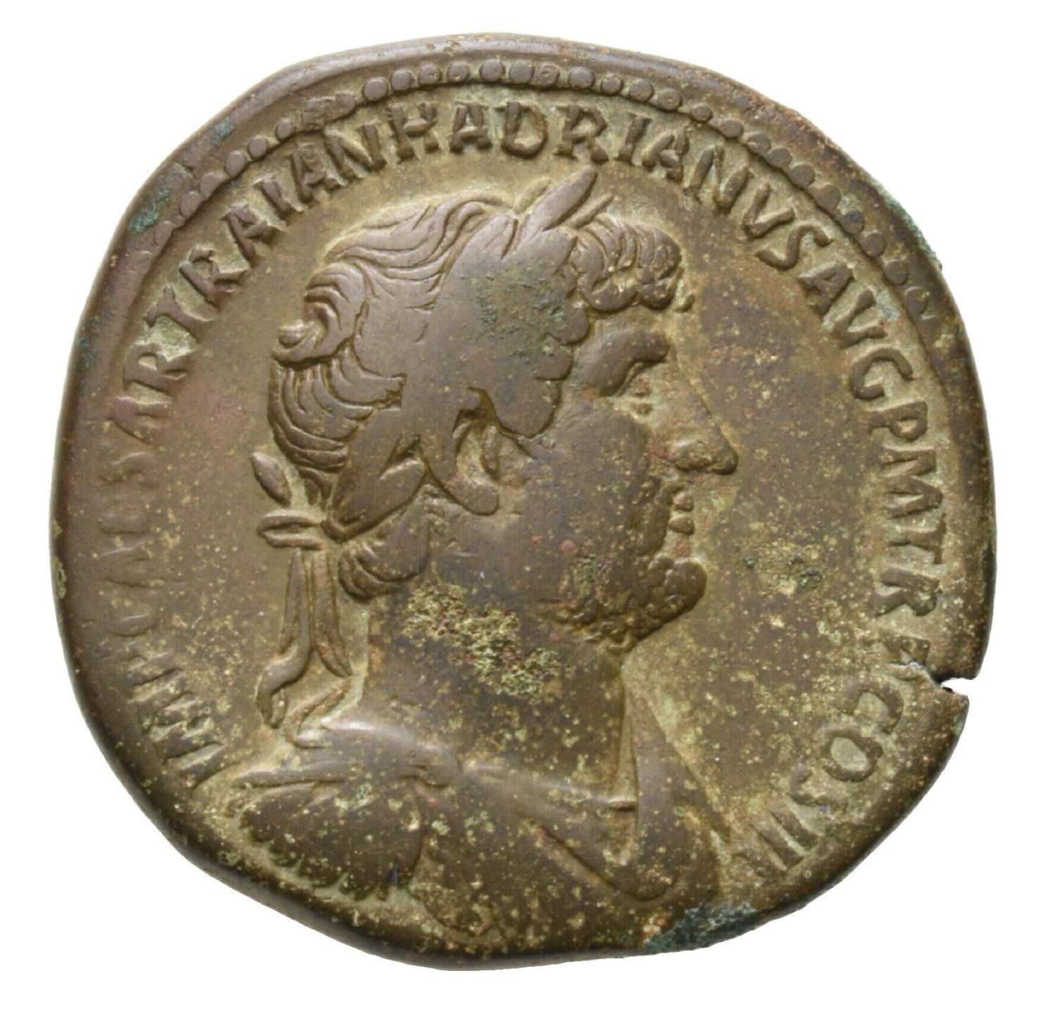 Ancient Roman AE Sestertius of Emperor Hadrian / Pietas