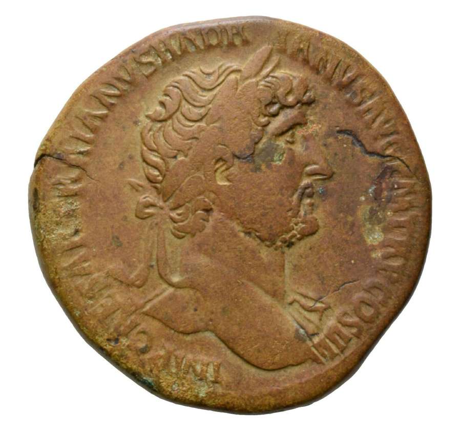 Ancient Roman AE Sestertius of Emperor Hadrian / Libertas