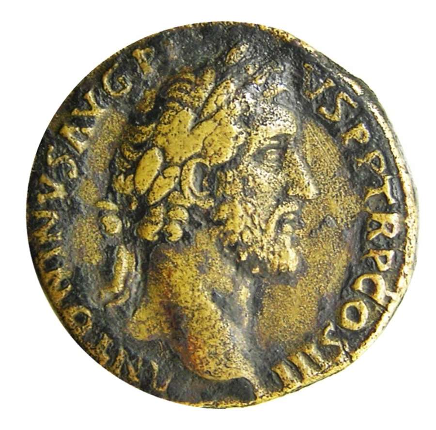 Ancient Roman AE Sestertius of Emperor Antoninus Pius / Salus