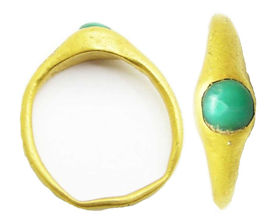 Medieval Gold & Turquoise Stirrup Ring