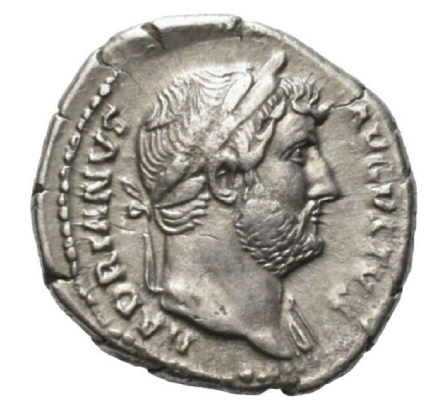 Ancient Roman Silver Denarius of Emperor Hadrian / Roma