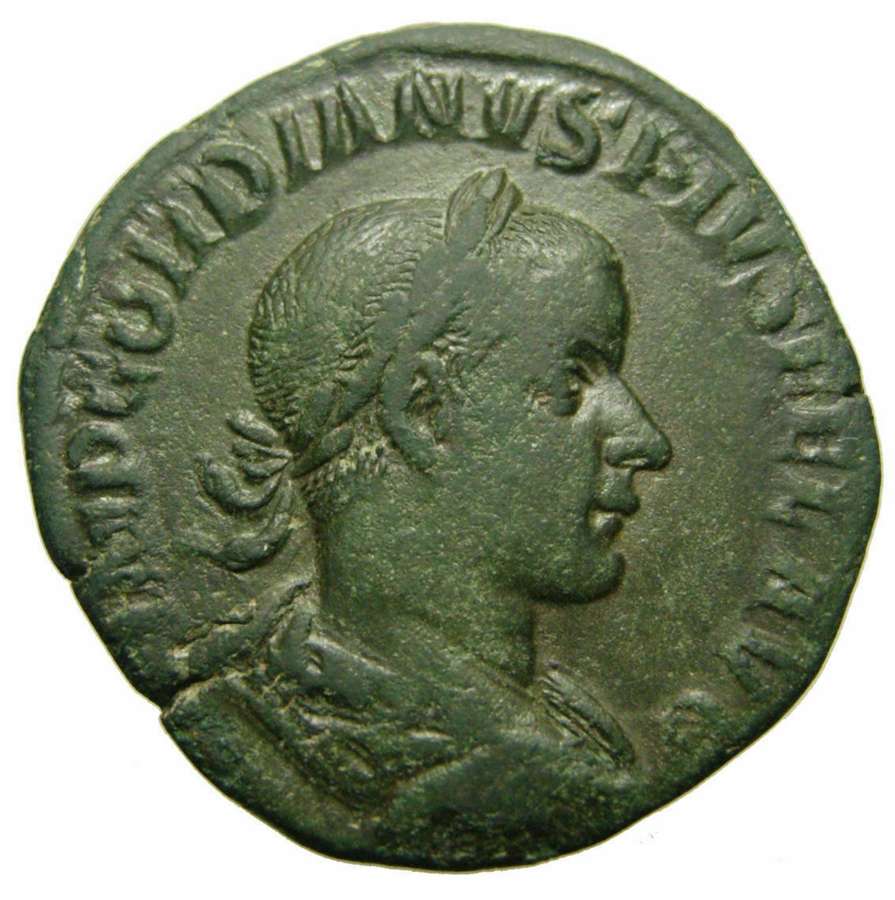 Ancient Roman Æ Sestertius of Emperor Gordian III / Jupiter