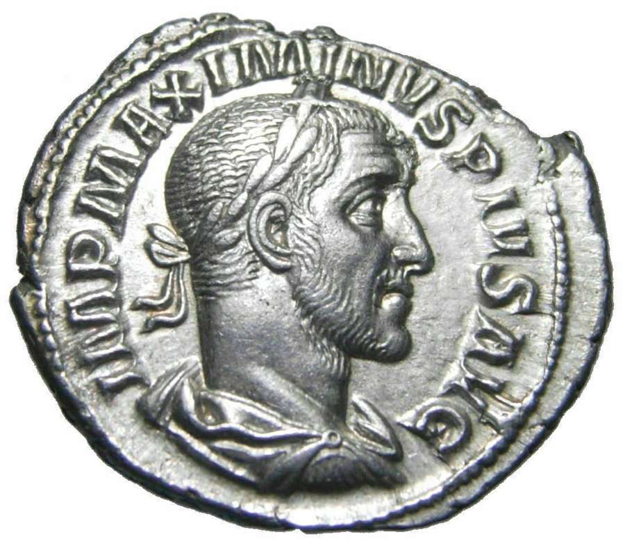 Ancient Roman Silver Denarius of Emperor Maximinus Thrax