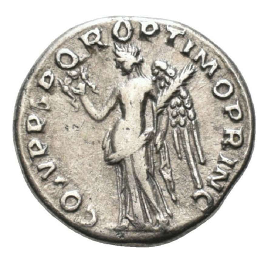 Ancient Roman Silver Denarius of Emperor Trajan / Victory