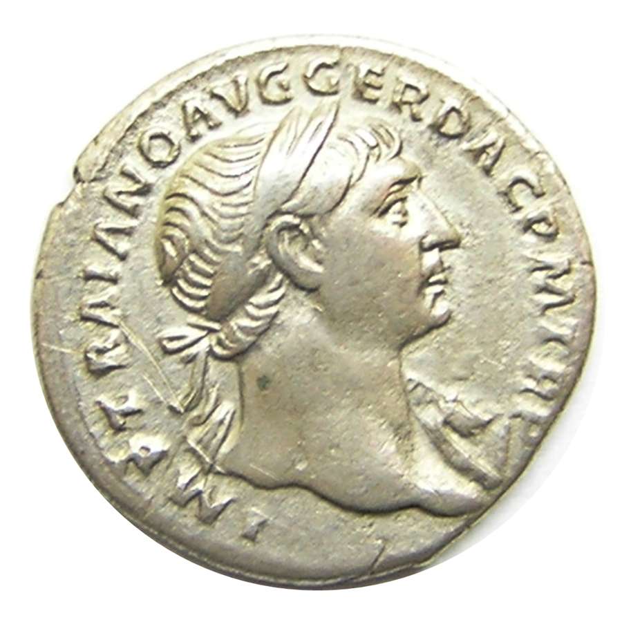 Ancient Roman Silver Denarius of Emperor Trajan / Aequitas