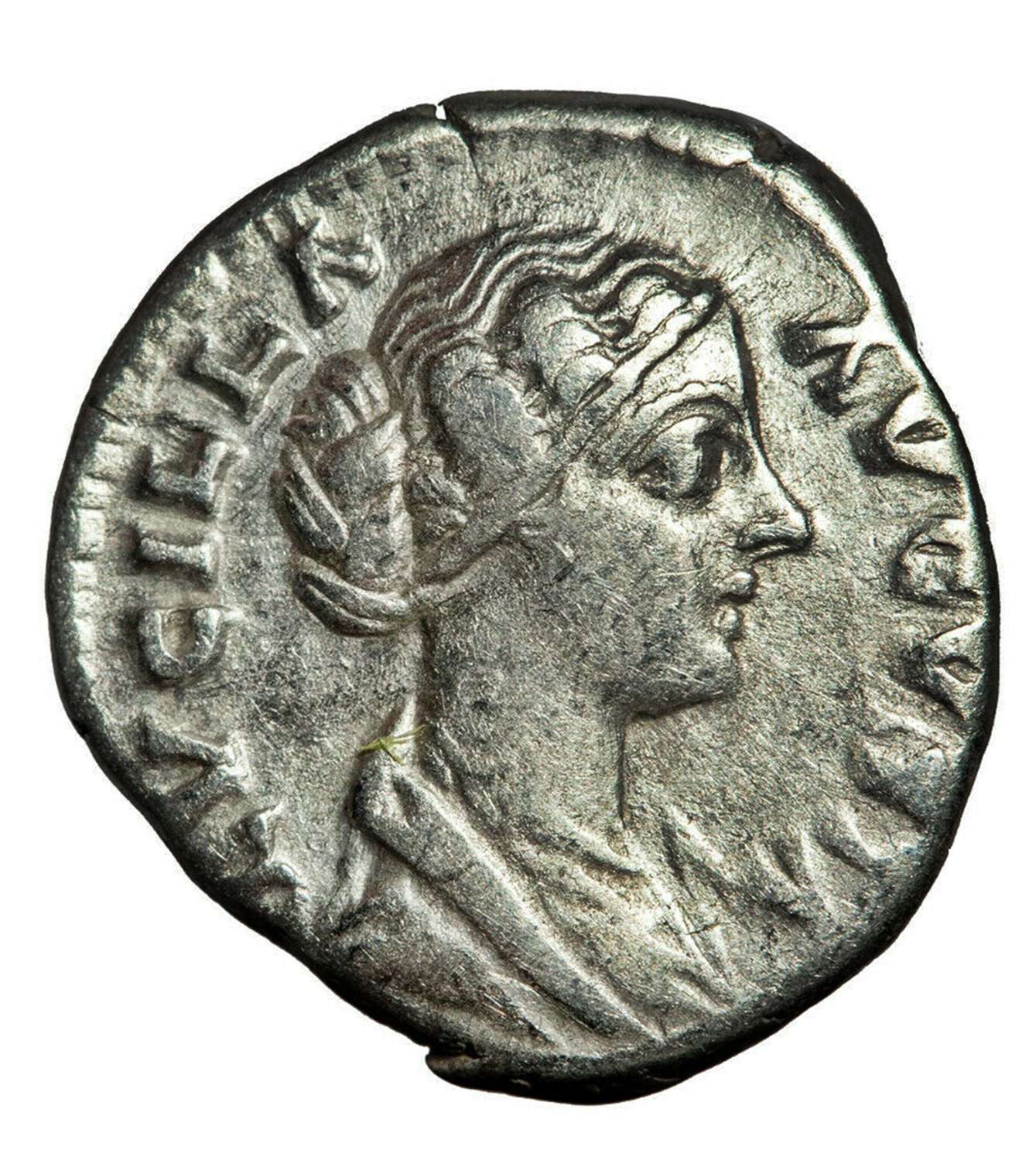 Ancient Roman silver denarius of empress Lucilla / Venus Victorious