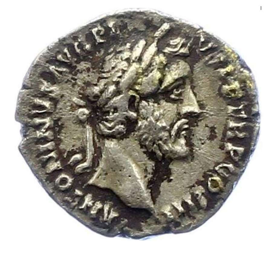 Ancient Roman Silver Denarius of Emperor Antoninus Pius / Modius