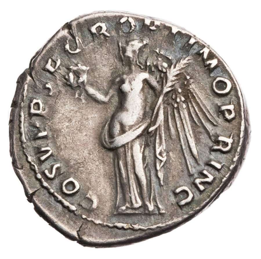 Ancient Roman Silver Denarius of Emperor Trajan / Victory