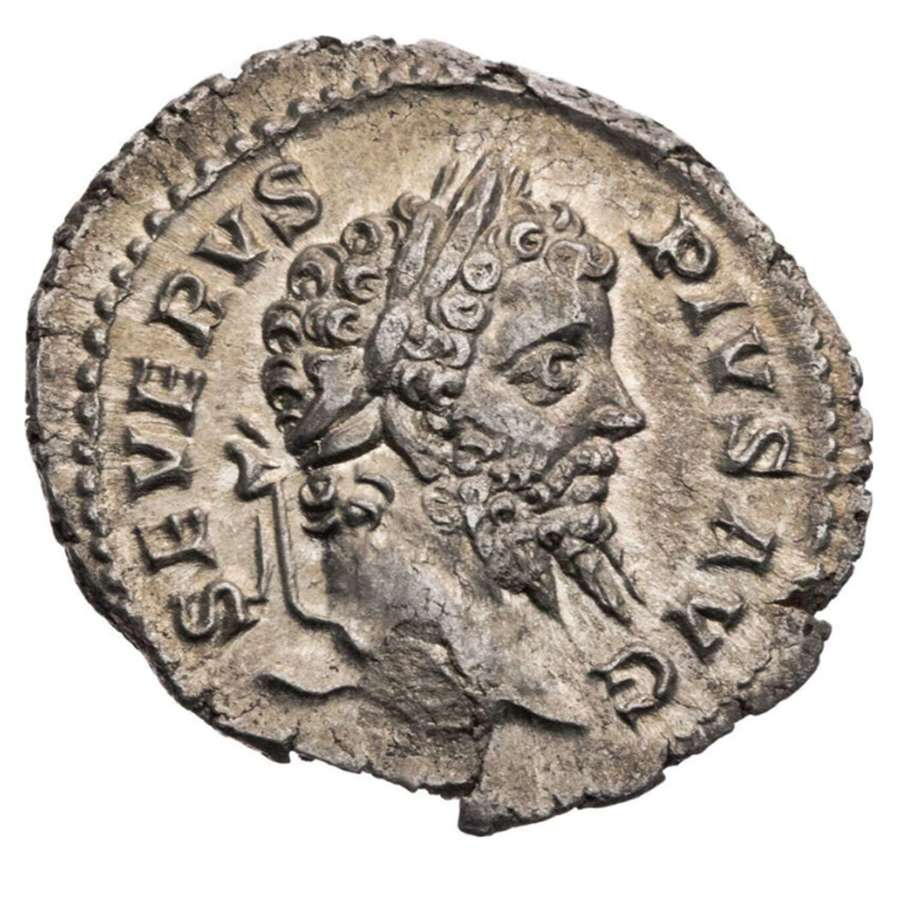 Ancient Roman silver denarius of emperor Septimus Severus / Victory