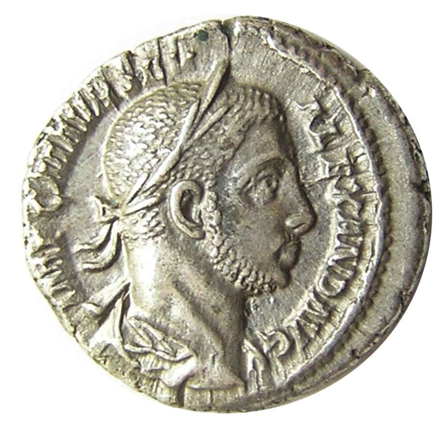 Ancient Roman Silver Denarius of Emperor Severus Alexander / Anonna