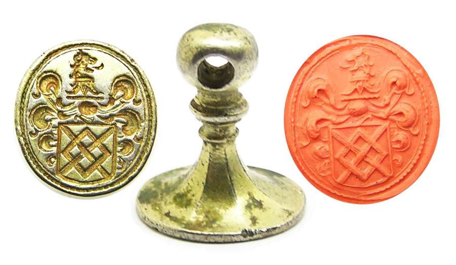 Tudor - Stuart silver gilt armorial fob seal of Baron Harington