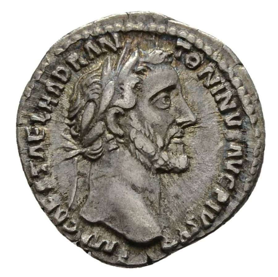 Ancient Roman Silver Denarius of Emperor Antoninus Pius / Piety