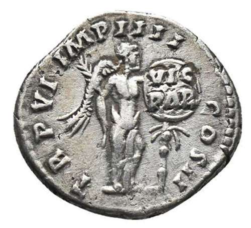 Ancient Roman Silver Denarius of Lucius Verus / Roman Victory over Parthia