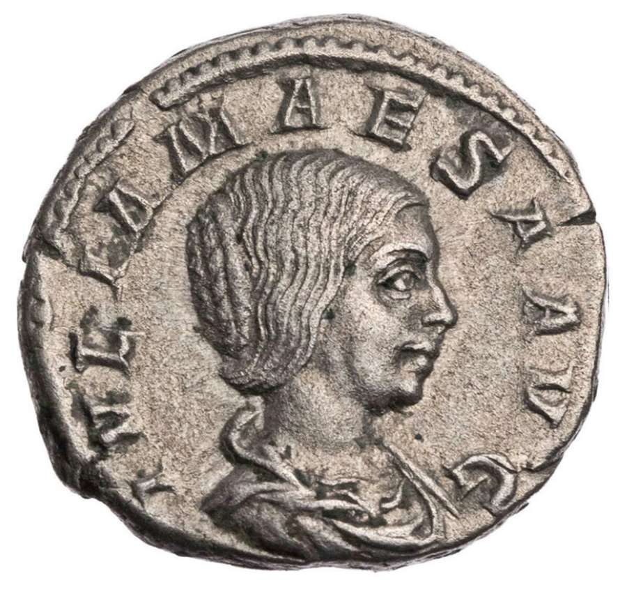 Ancient Roman silver denarius of Julia Maesa / Perpetual Blessedness