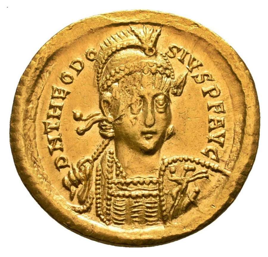Roman Gold Solidus of Emperor Theodosius II