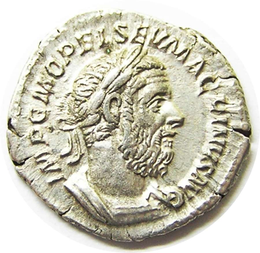 Ancient Roman Silver Denarius of Emperor Macrinius "Time of security"