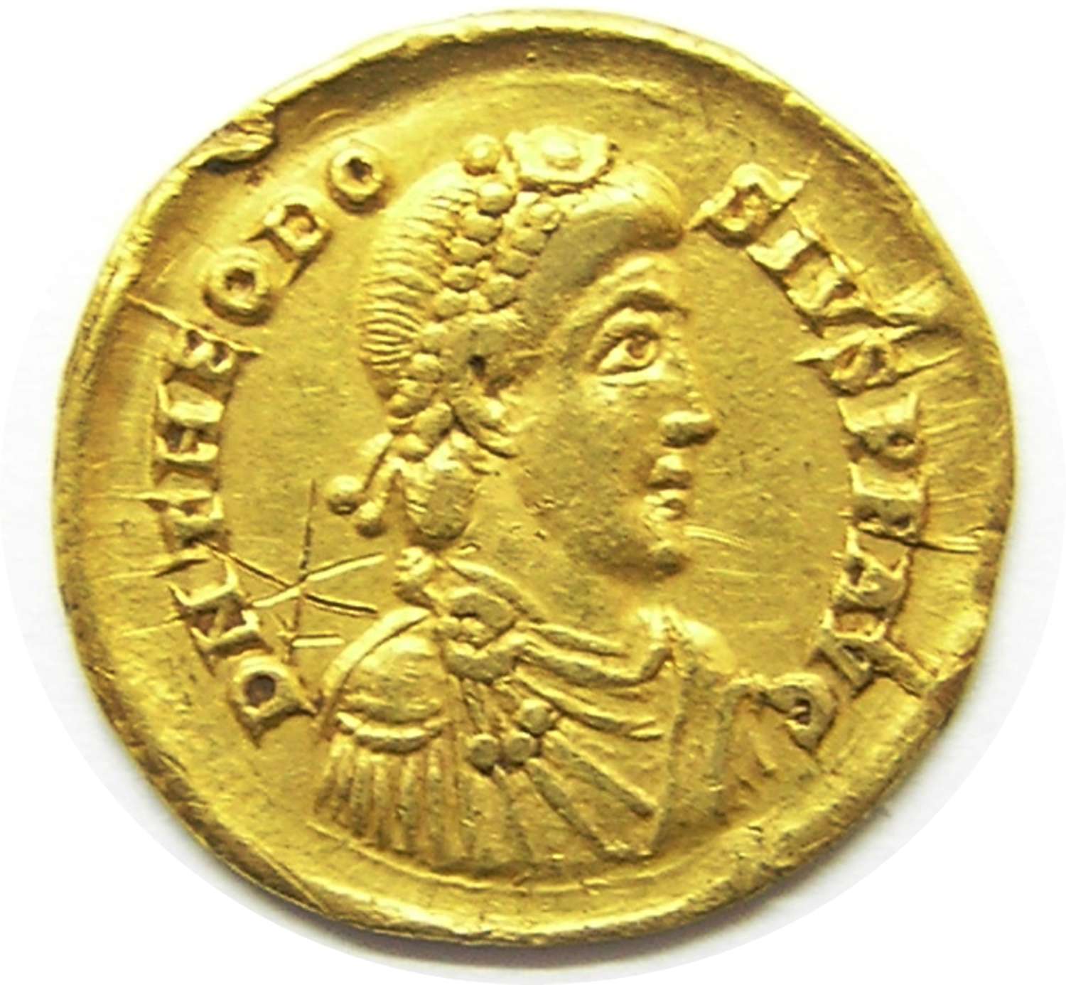 Roman gold solidus of Theodosius the Great Milan Mint