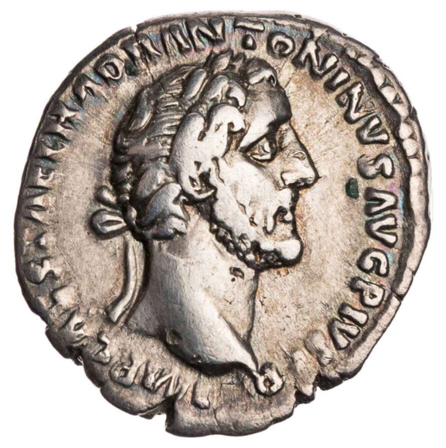Ancient Roman Silver Denarius of Emperor Antoninus Pius / Peace