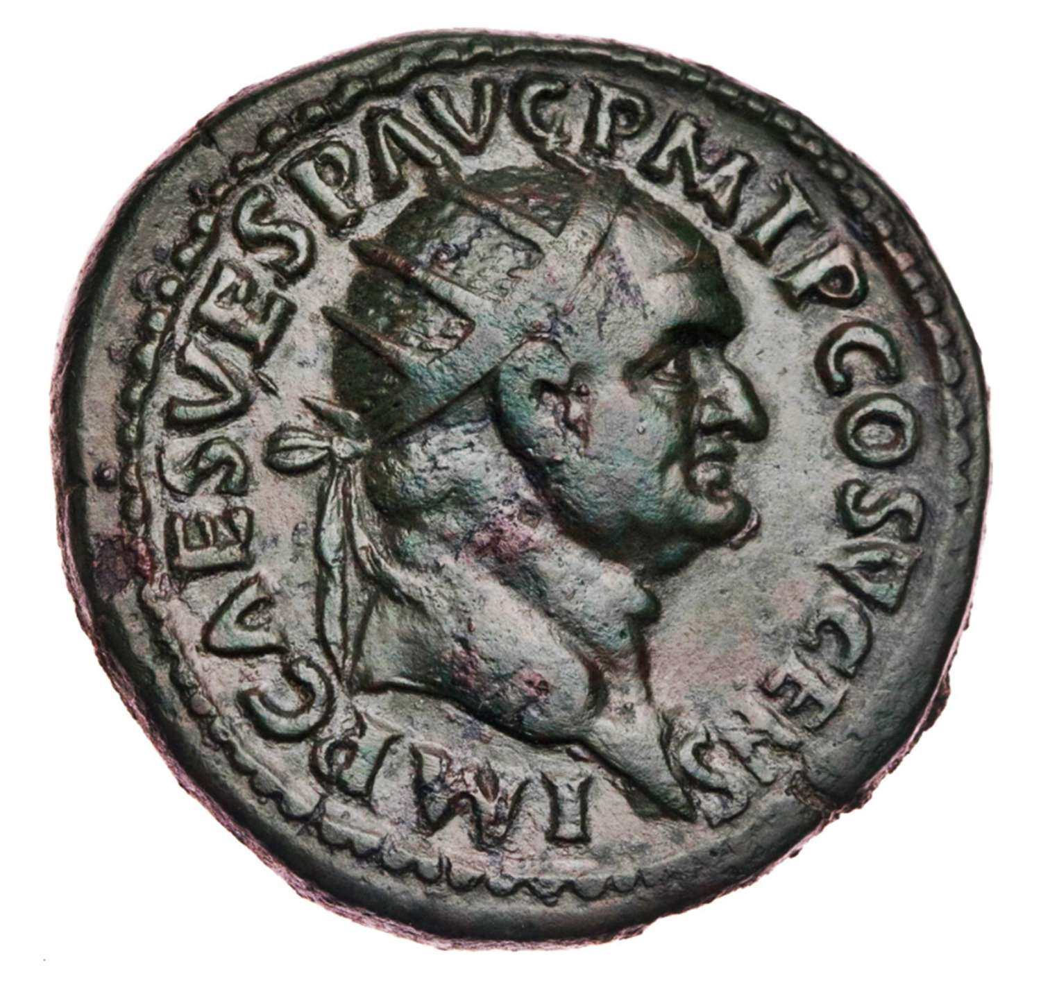 Ancient Roman AE Dupondius of Emperor Vespasian / Good fortune