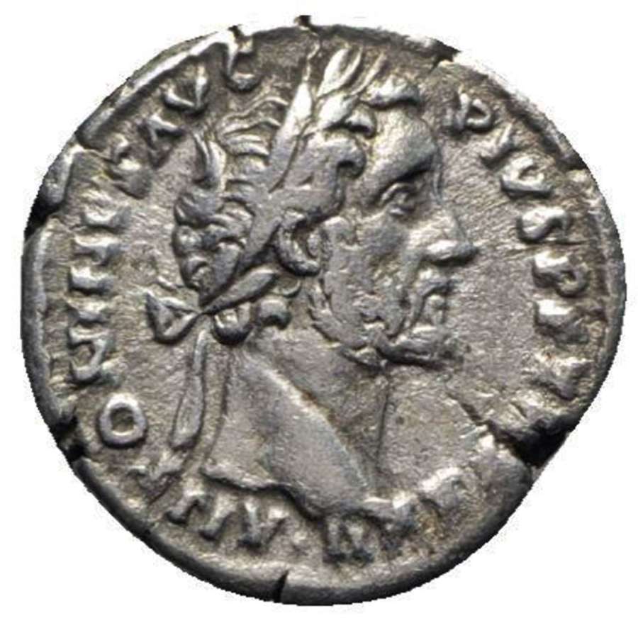 Ancient Roman Silver Denarius of Emperor Antoninus Pius /
