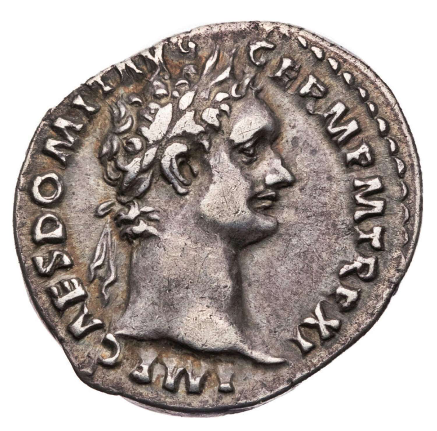 Ancient Roman Silver Denarius of Emperor Domitian / Minerva