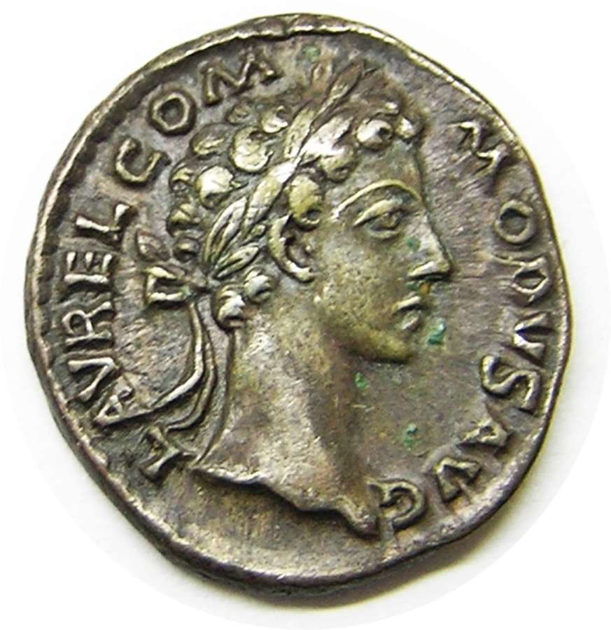 Ancient Roman Silver Denarius of Emperor Commodus / Good Fortune