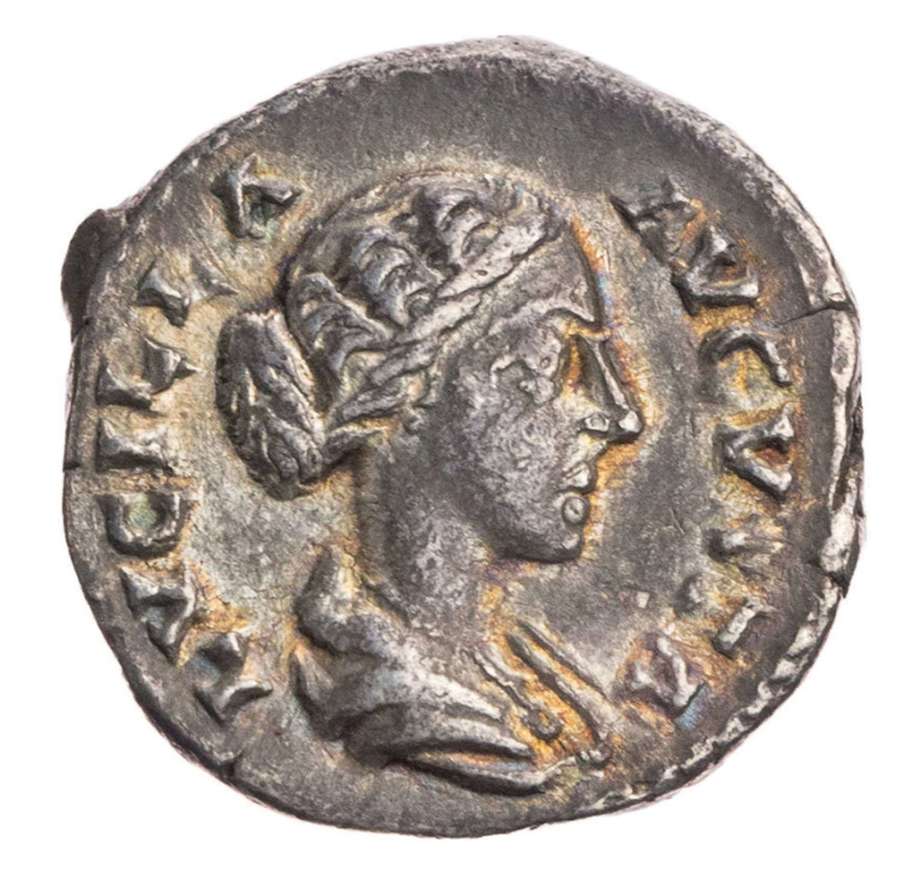 Ancient Roman silver denarius of empress Lucilla / Venus Victorious