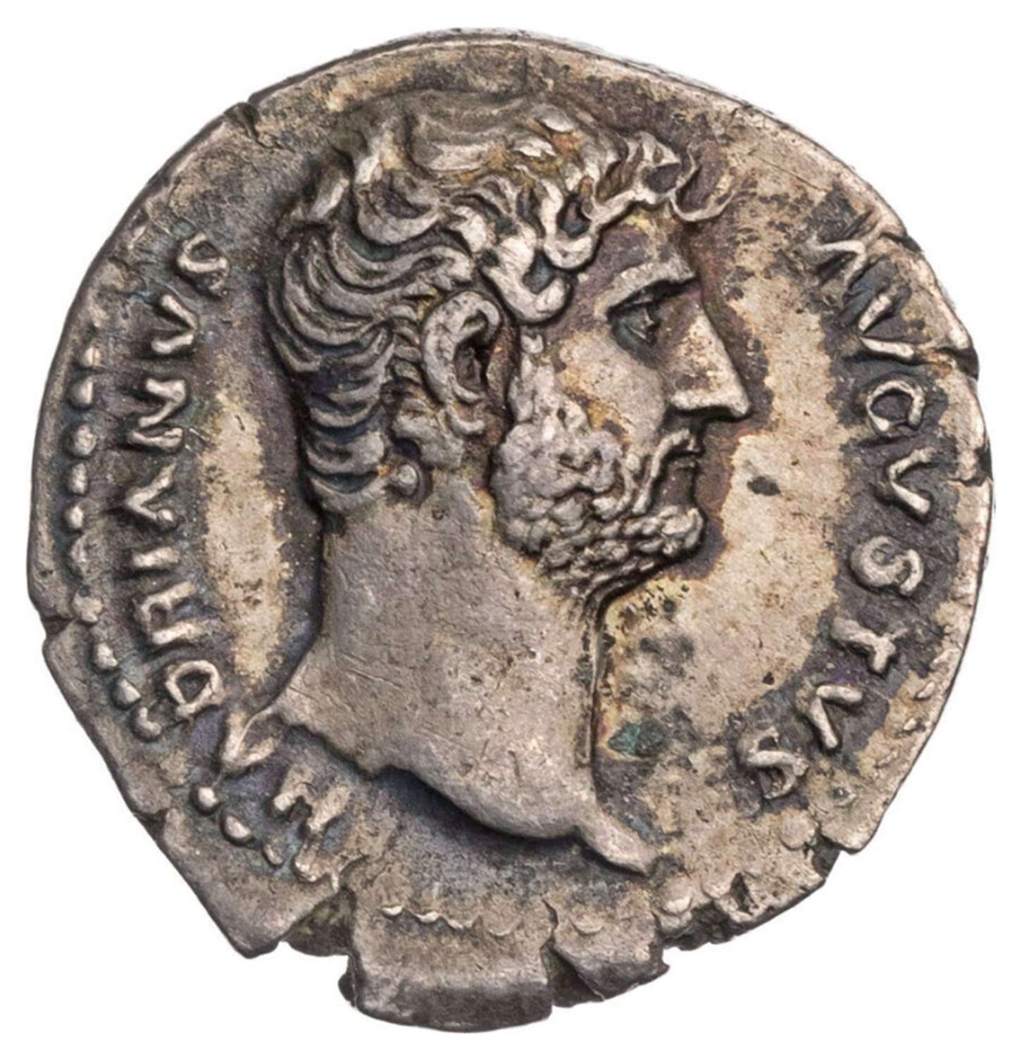Ancient Roman Silver Denarius of Emperor Hadrian / Justice