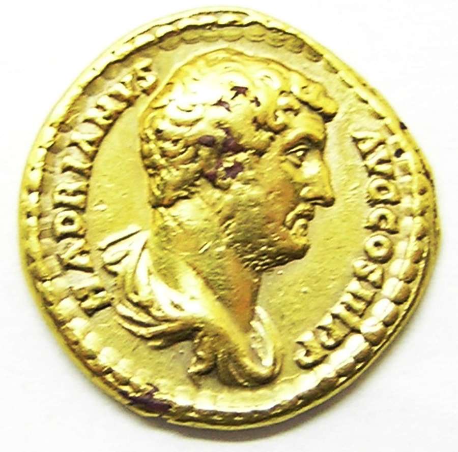 Ancient Roman Gold Aureus of Emperor Hadrian / Fortune and Hope