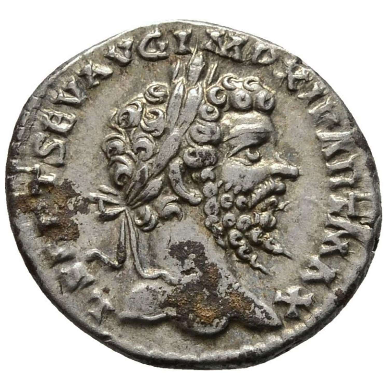 Ancient Roman silver denarius of emperor Septimus Severus / Harmony
