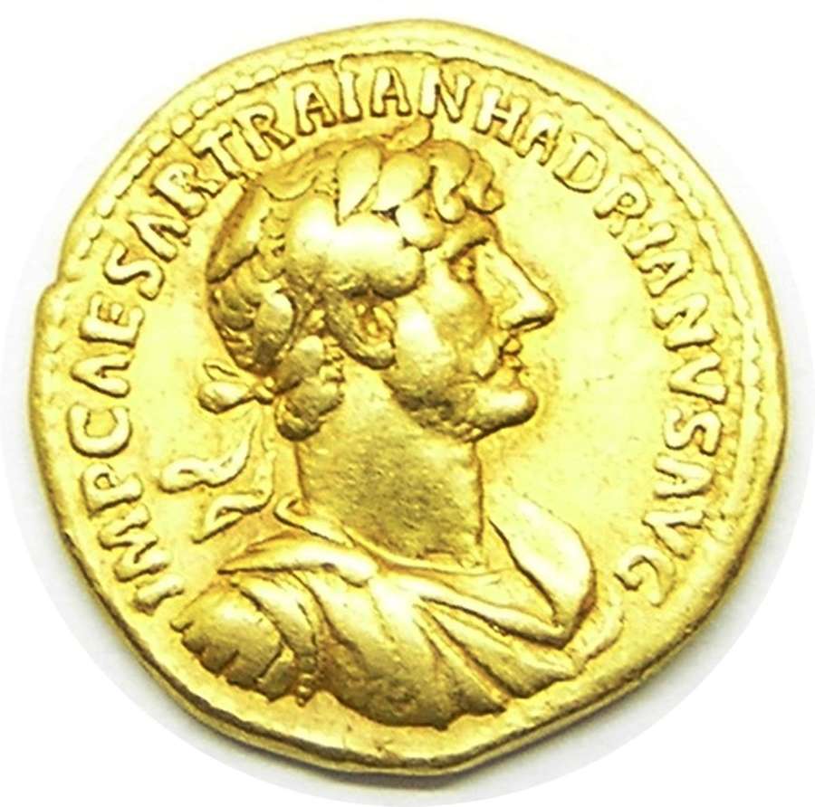 Ancient Roman Gold Aureus of Emperor Hadrian / Guardian Spirit