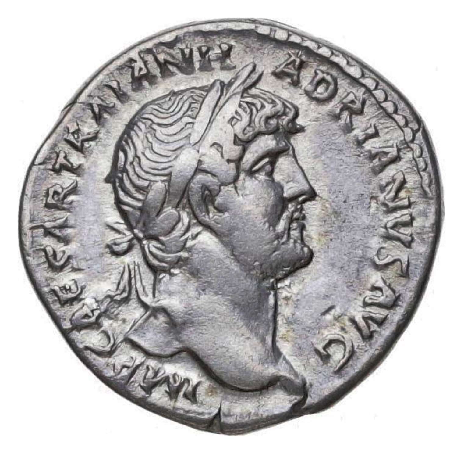 Ancient Roman Silver Denarius of Emperor Hadrian / Peace