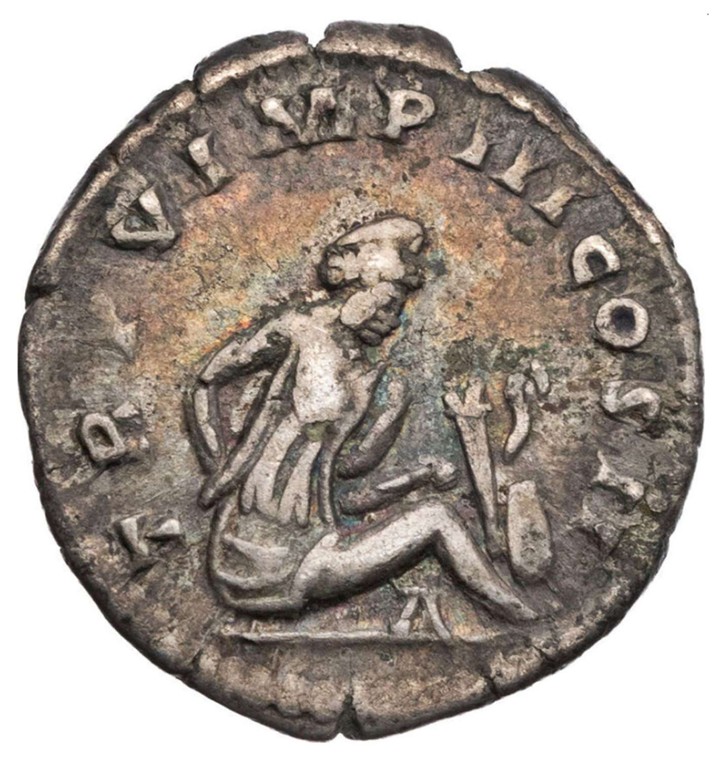 Ancient Roman Silver Denarius of Lucius Verus / Parthian Captive