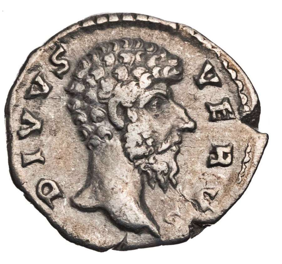 Ancient Roman Silver Denarius of Divus Lucius Verus / Pyre