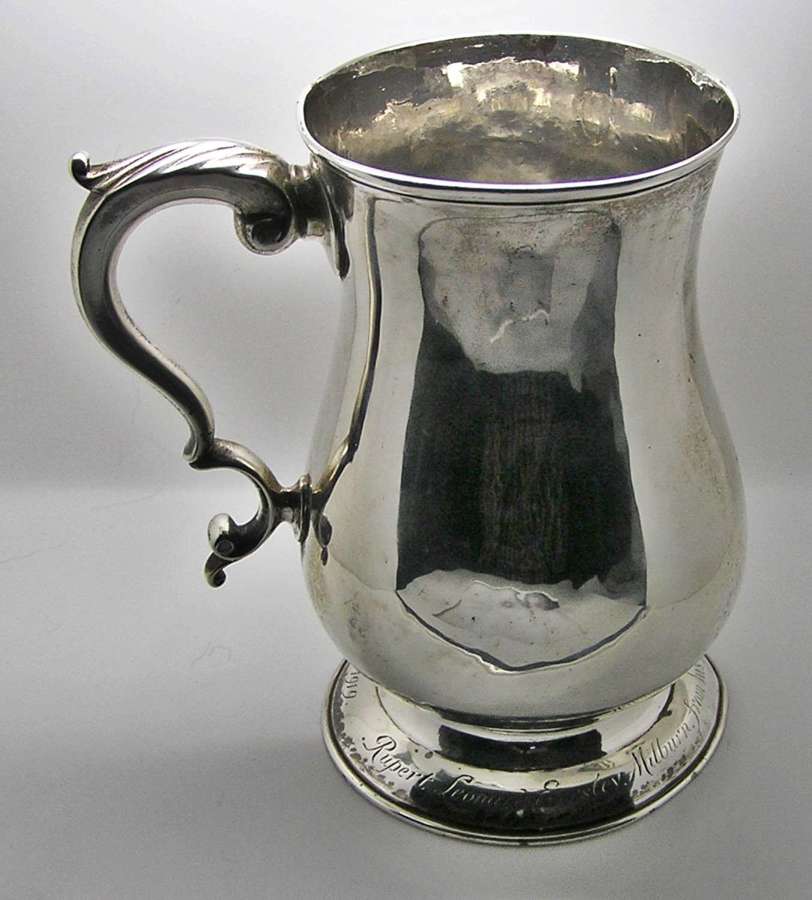Georgian silver pint tankard by John Kidder of London