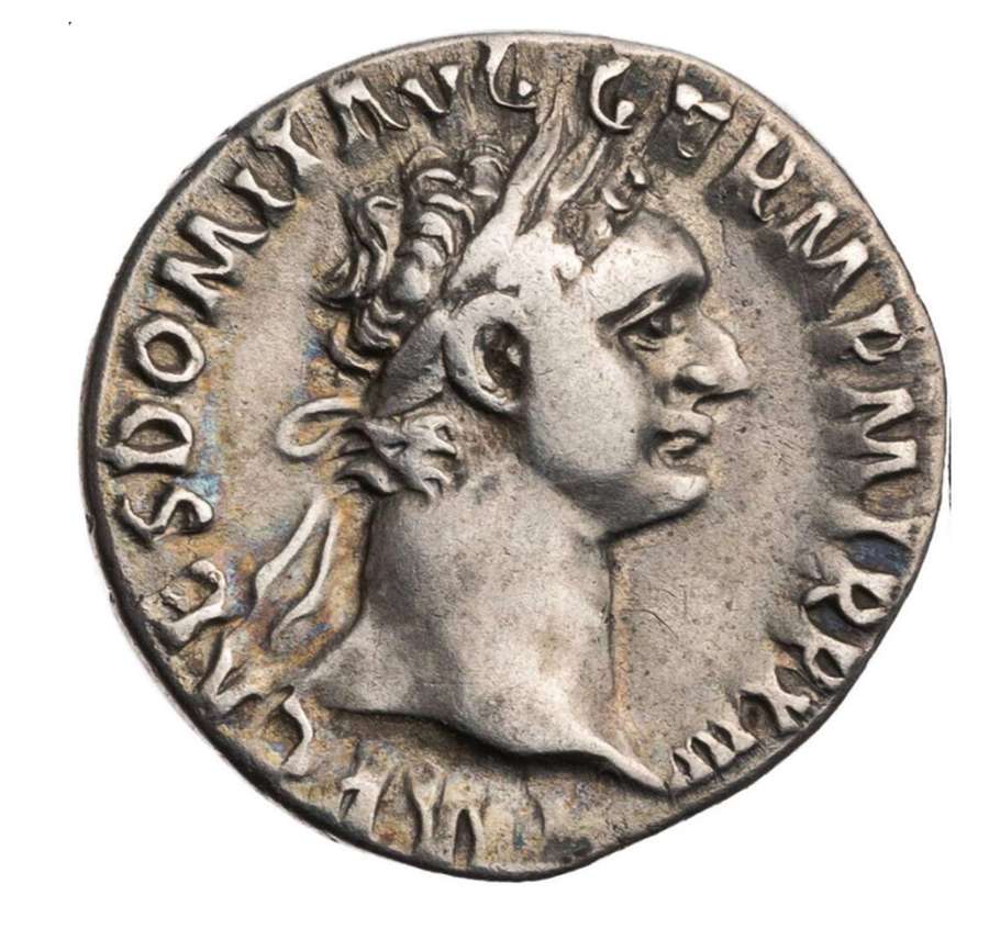 Ancient Roman Silver Denarius of Emperor Domitian / Minerva