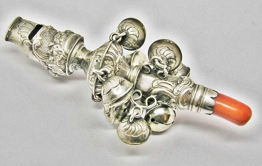 Exceptional Georgian silver Babies Rattle by Sandylands Drinkwater