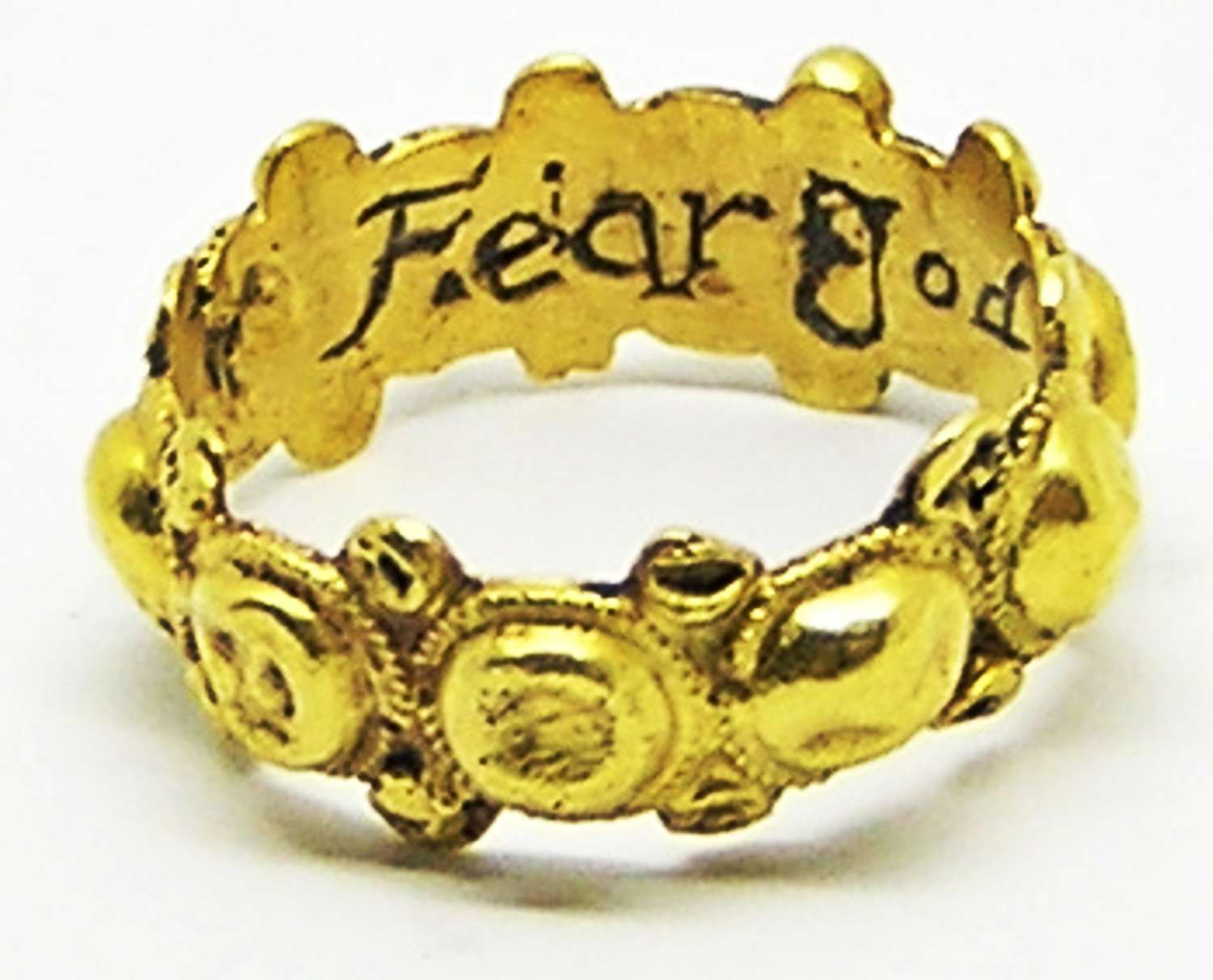 Jacobean gold posy ring 
