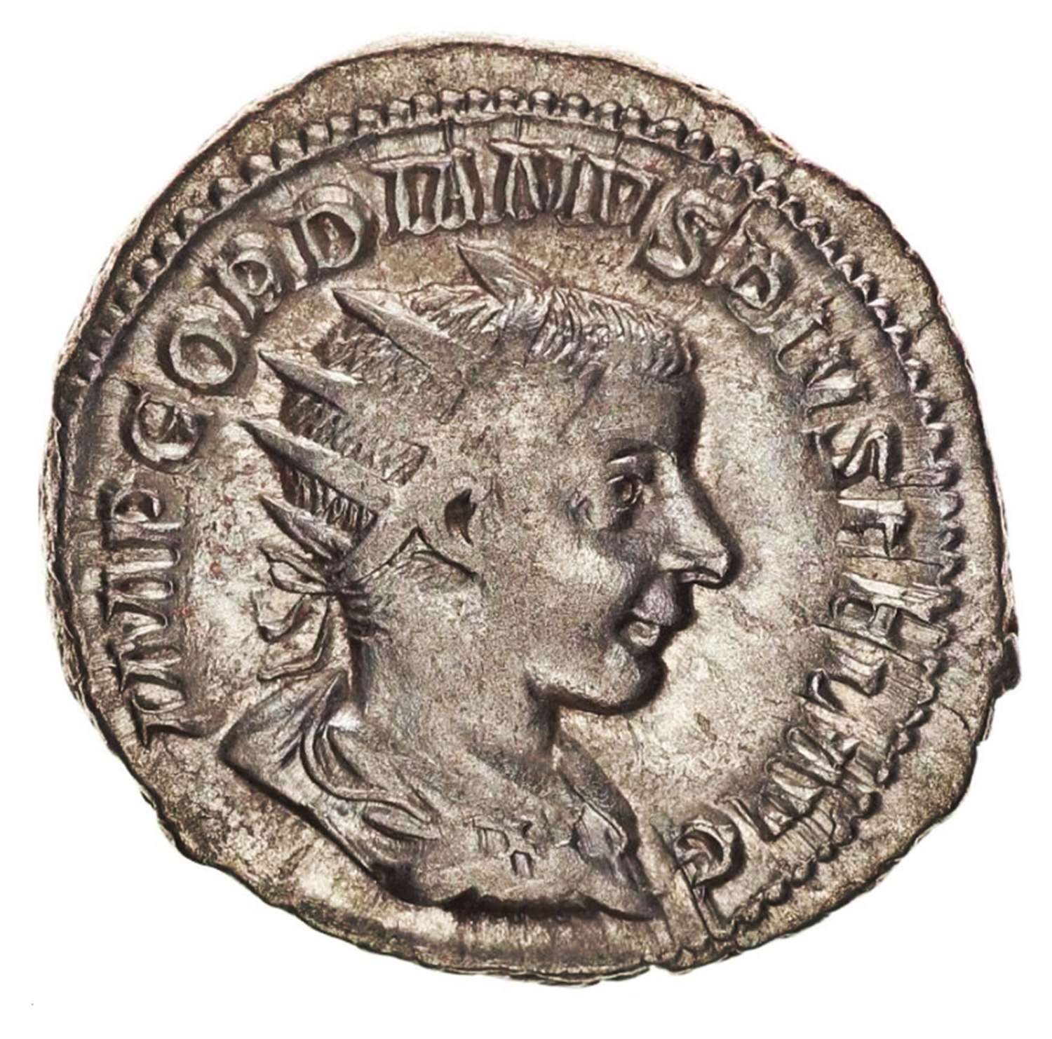 Ancient Roman silver Antoninianus of emperor Gordian III / Jupiter
