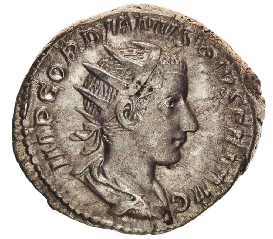 Ancient Roman silver Antoninianus of emperor Gordian III / Liberalitas